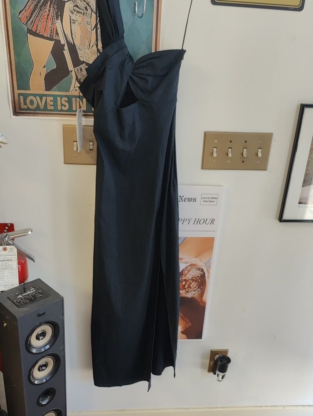 Zara Black One-Shoulder Maxi Skirt